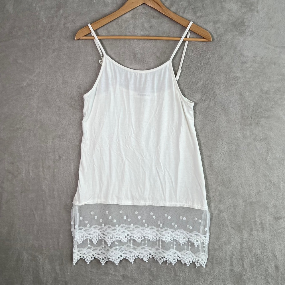 Lace Trim Cami Layering Tank Top Size S White Y2K Angelcore Bella Elena Fairy